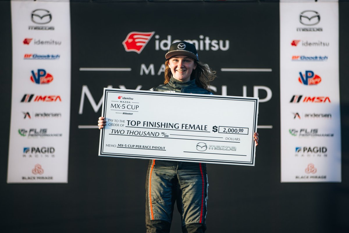 #InternationalWomensDay is the perfect day to say WAY TO GO <a href="/HeatherHadley54/">Heather Hadley</a> on your top-10 finish at <a href="/GPSTPETE/">Firestone Grand Prix of St. Petersburg</a>! Heather is this year's recipient of Mazda's #MX5Cup Women's Initiative Scholarship. 

<a href="/MazdaRacing/">Mazda Motorsports</a> | <a href="/IdemitsuLubes/">IdemitsuLubesAmerica</a> | <a href="/BFGoodrichTires/">BFGoodrich Tires</a> | <a href="/performanceflis/">Flis Performance</a> | <a href="/IMSA/">IMSA</a>