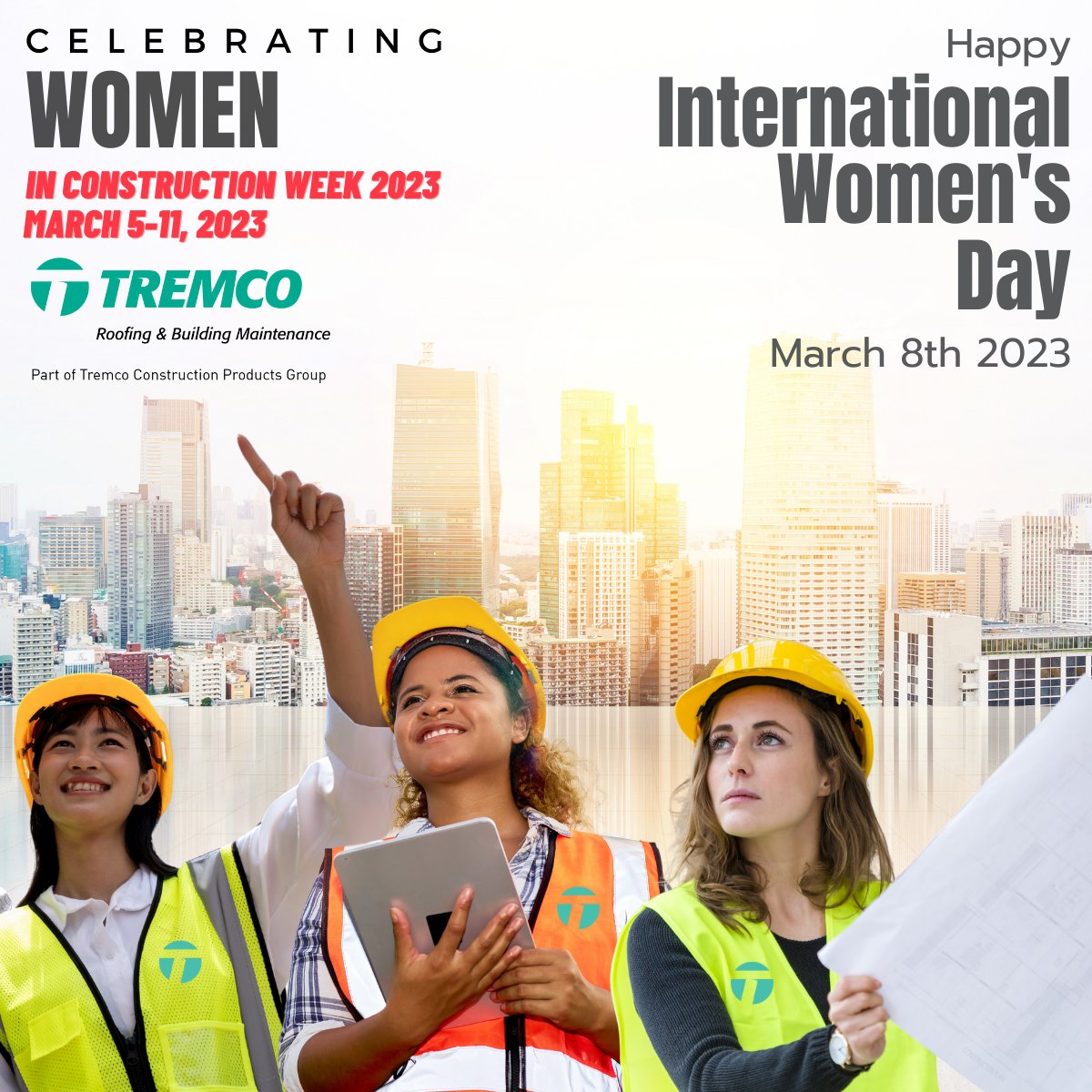 In honor of Women in Construction Week and International Women's Day, we would like to highlight and celebrate all the incredible women in the construction industry! #WICWEEK2023 #WomenInConstruction #InternationalWomenDay #NWIC #NWIR #Tremco #TeamTremco