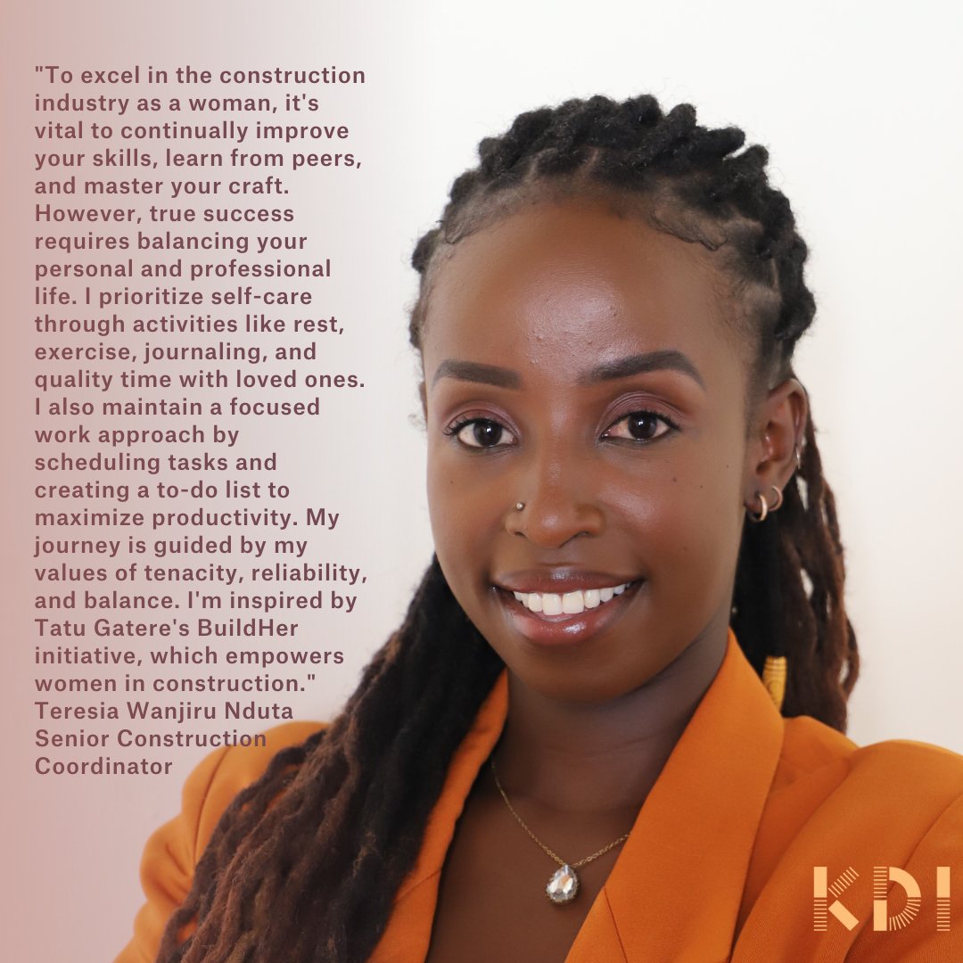 KDI_Kenya's tweet photo. In celebration of #InternationalWomensDay, we honor Teresia Wanjiru Nduta @TessNduta, KDI's Senior Construction Coordinator. Her hard work and exemplary personality led her peers, friends, and colleagues to nominate her for the @wirekenya Legend and Leader Award 2023. https://t.co/c4daE8CgKw