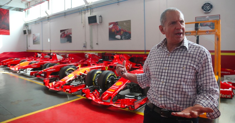 Ferrari's tweet photo. Each one of the 11 historic race cars in Jody Scheckter’s garage recounts a key chapter in the career of the South African driver. 
Take a peek inside his garage. 
@ScuderiaFerrari #ScuderiaFerrari #FerrariMagazine #Ferrari