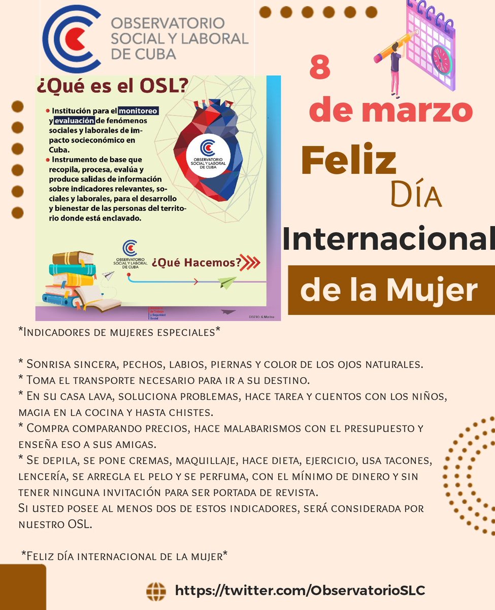 ObservatorioSLC's tweet photo. Feliz Día Internacional de la Mujer 
#osl_cuba https://t.co/wmIF7cKmKt