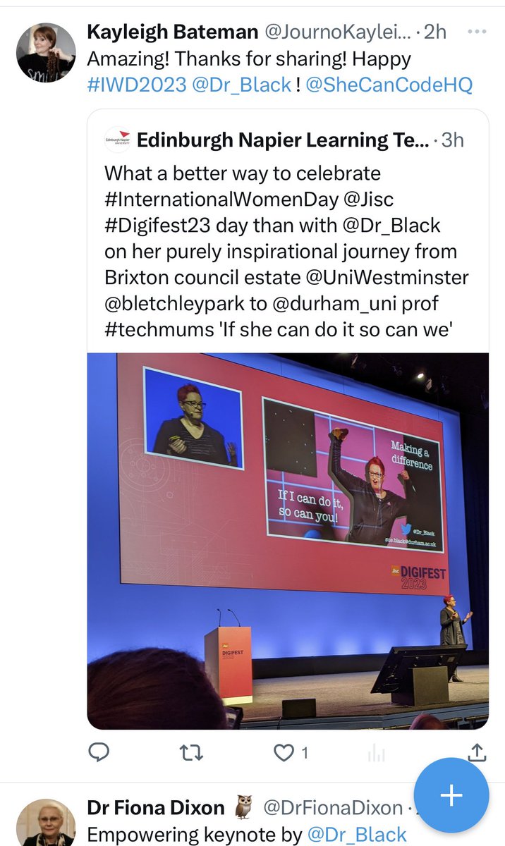 Absolutely loved keynoting <a href="/jisc/">Jisc</a> #digifest this morning! What an inspiring group of people, loved getting a few selfies while I was there too ❤️🙌🏽💃🏽🥳 #keynote #conference #inspiring #IWD2023 #iwd <a href="/NoelGay19/">Noel Gay</a>