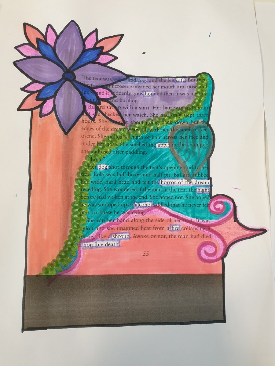 criticalkate's tweet photo. #BlackoutPoetry for #student #CreativeWellbeing session, two different versions of #TheNightFire by @Connellybooks #NoBooksHarmed @AstonPsychology @aston_union @AstonUniLibrary @AstonUniversity @AstonHLS https://t.co/PkVdxExLhm