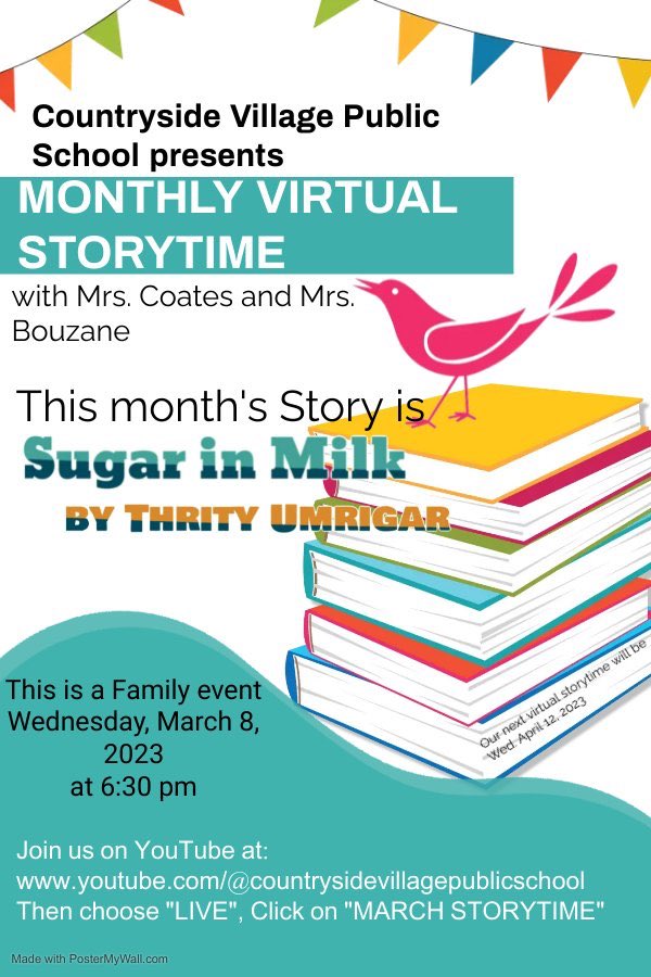 Join us this evening. #virtualstorytime <a href="/CountrysidePDSB/">Countryside Village Public School</a>