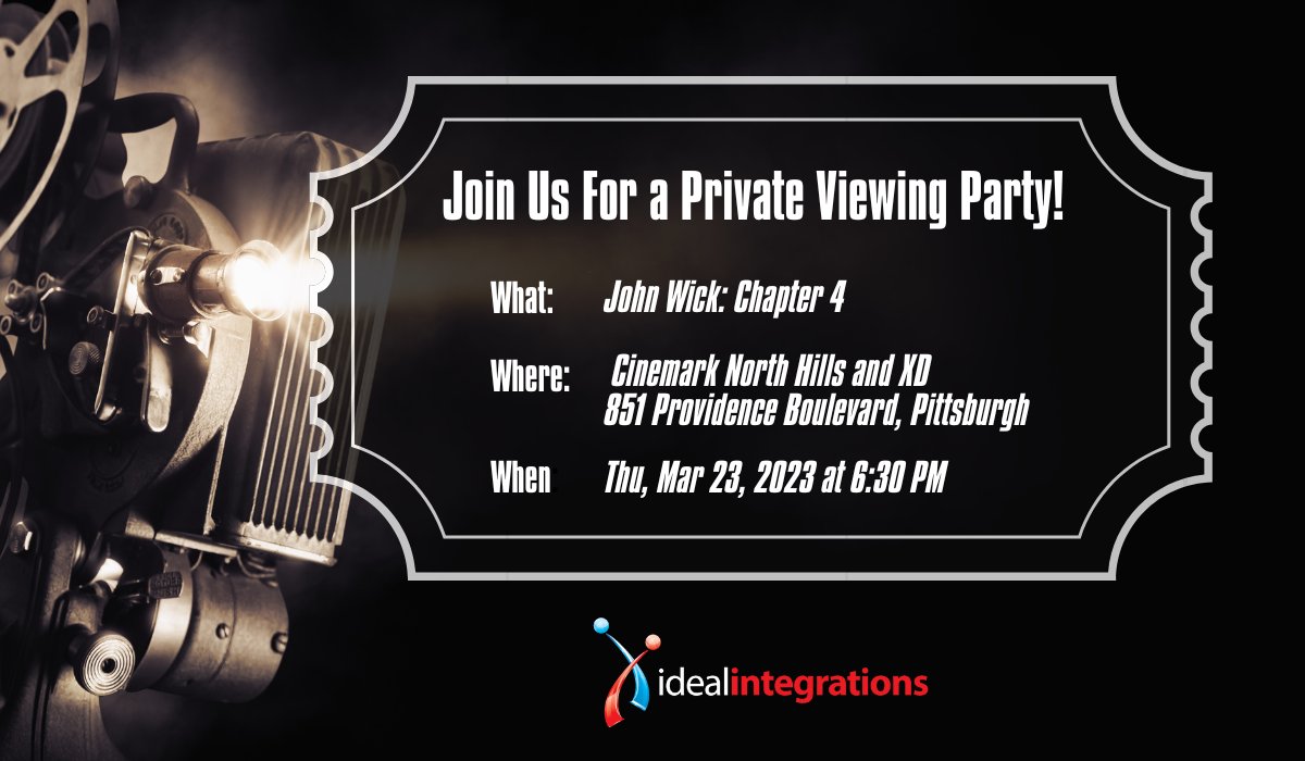 IdealInc's tweet photo. 🍿Get your popcorn ready 😉

We're hosting an exclusive (and FREE!) private viewing party for the premiere of John Wick: Chapter 4, and you're invited!

We can't wait to see you there, and be sure to bring a friend!

For your free tickets, head to https://t.co/23XOGM6lht https://t.co/9yNBNkVZt1