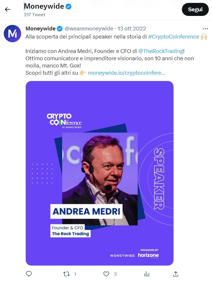 nicolaborzi's tweet photo. 3 - #TRT #Moneywide #CryptoCoinference tweet invecchiati malissimo https://t.co/OIPB3Kg7SD