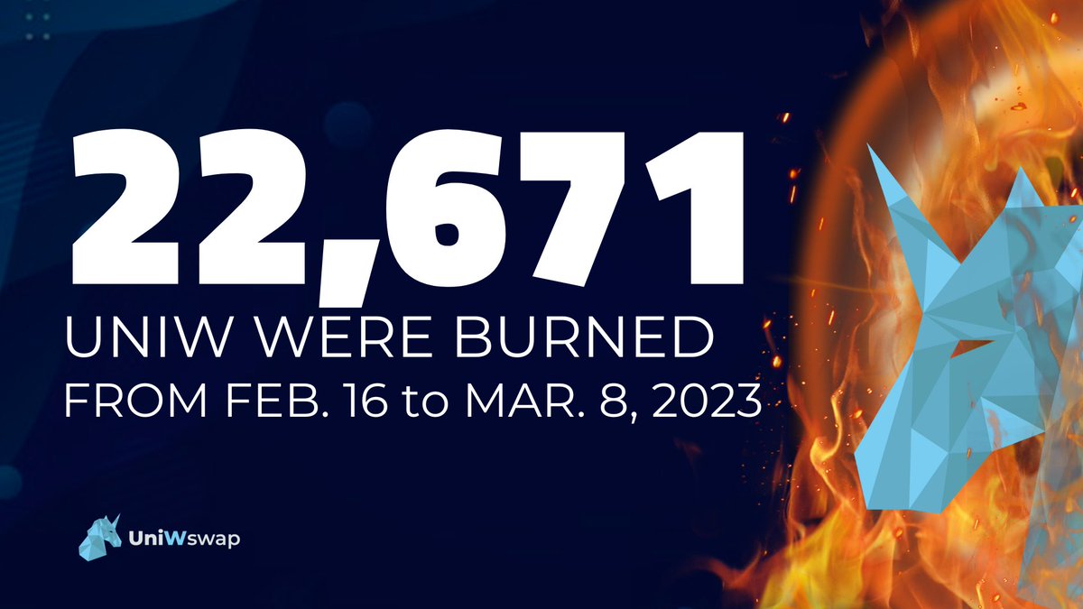 teamuniwswap's tweet photo. From February 16, we already burned 22,671 $UNIW through the 3% sell tax. Thank you for strongly holding in the @EthereumPoW chain, stay tuned for more news and updates!π₯
Check the burning address at @OKLink:
https://t.co/6QlvyF4QTG
#UNIWSWAP #EthereumPOW #UNIW #Burn #Crypto https://t.co/2GxrSSlyOU