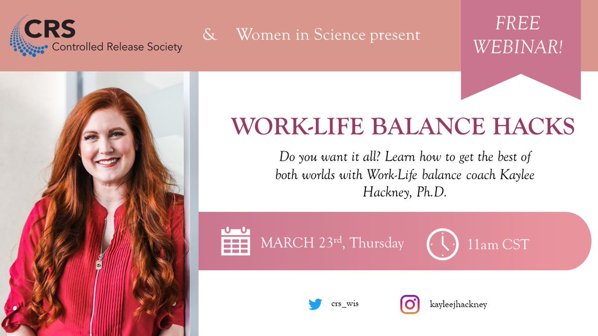 CRS Women in Science (@crs_wis) on Twitter photo Reflecting on women's challenges and achievements for #IWD2023, we are glad to announce a new series of free career development webinars starting with Dr Kaylee Hackney (<a href="/Baylor_Business/">Baylor Business</a>) on 23rd Mar to discuss work-life balance hacks - register now! eventbrite.com/e/crs-women-in… Reflecting on women's challenges and achievements for #IWD2023, we are glad to announce a new series of free career development webinars starting with Dr Kaylee Hackney (<a href="/Baylor_Business/">Baylor Business</a>) on 23rd Mar to discuss work-life balance hacks - register now! eventbrite.com/e/crs-women-in…