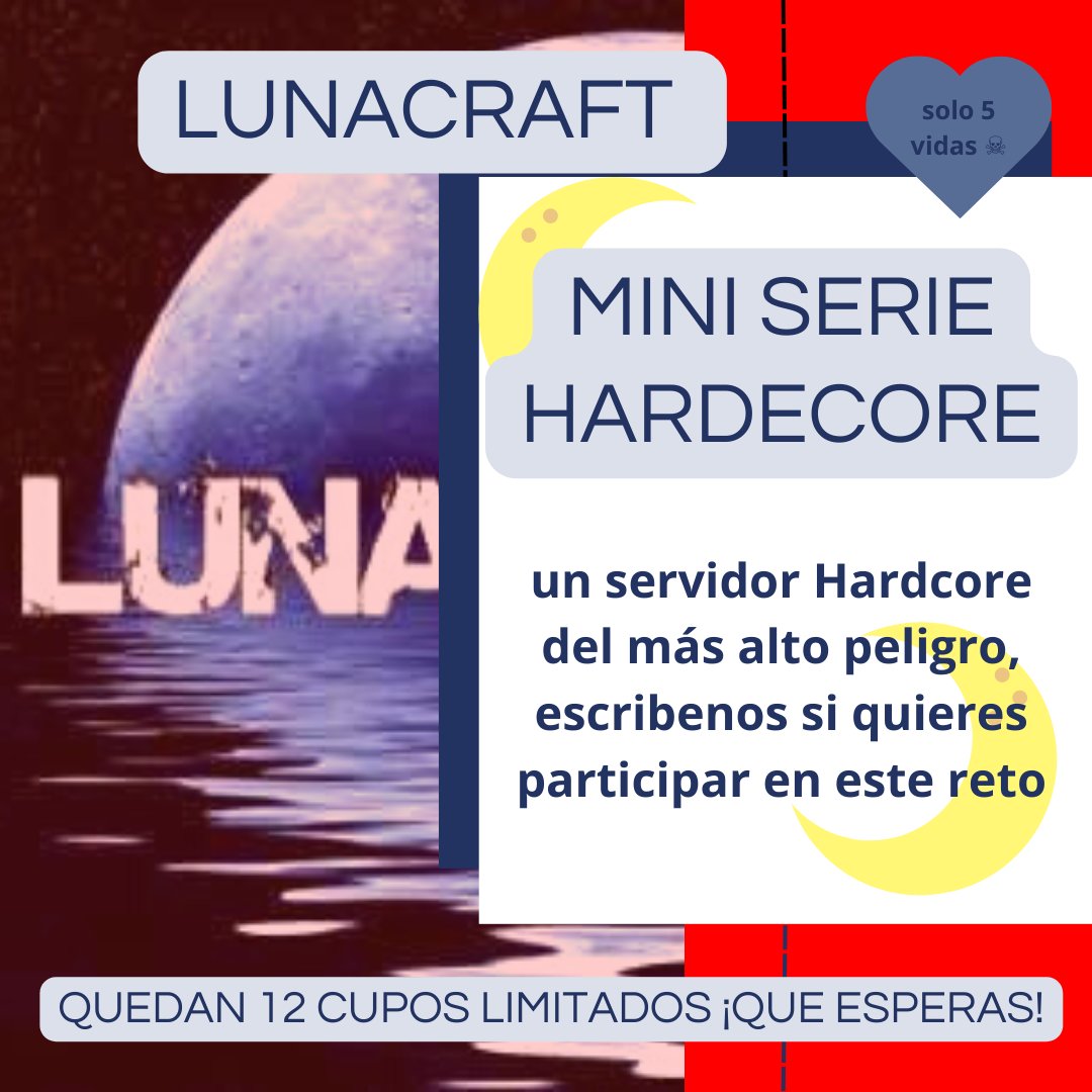 CamiloV68067672's tweet image. Una Serie Hardcore del más alto peligro, Quedan 12 cupos limitados para vivir esta experiencia ! Que estás esperando! #minecraft #serverminecraft #viralpost