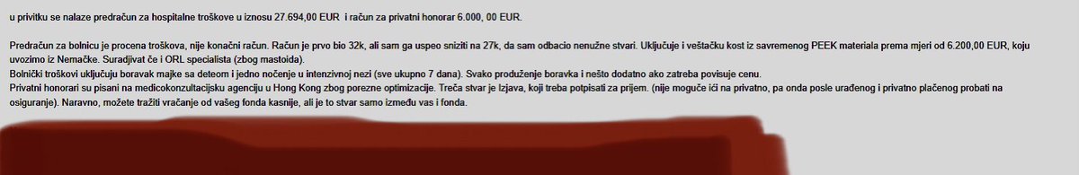 Del sporočila, ki ga je samoplačniku iz tujine poslal priznani nevrokirurg, zaposlen v @ukclj. Poleg uradnega računa še “6 tisočakov zasebnega honorarja prek Hong Konga - zaradi davčne optimizacije.” Je vodstvo UKCL to vedelo? Kaj odgovarja kirurg? Objavimo v @24UR. @24ur_com