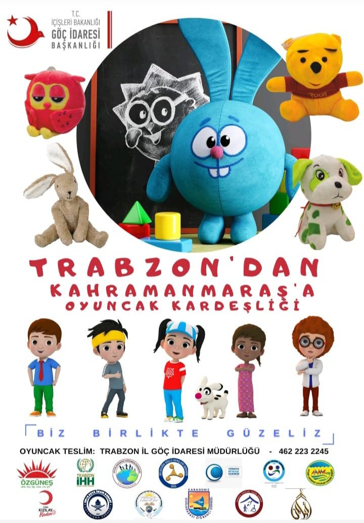 GkhanAKYILDIZ's tweet photo. Trabzon'dan Kahramanmaraş'a,
Bursa'dan Malatya'ya, 
Edirne'den Hatay'a,
Afyonkarahisar'dan Adana'ya "Oyuncak Kardeşliği" 🇹🇷

Çocuklar gülerse, Türkiye güler...

Birlikten kuvvet doğar, şimdi kardeşlerimize destek verme zamanı  🇹🇷 https://t.co/FHvQEes8YE