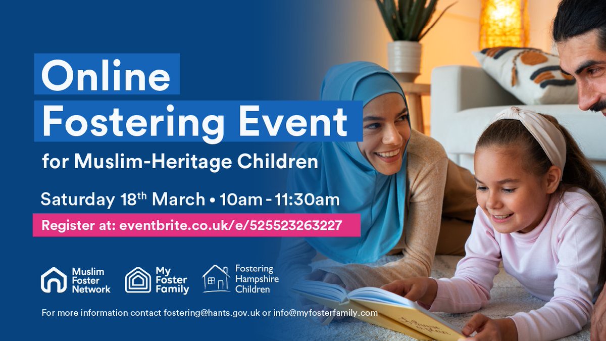 * Free online Fostering event**

Are you interested in Fostering a child but don’t know where to start? If so why don’t you attend our online session to find out more about Fostering Children in Hampshire. 

Click on the link below and reserve your place:

eventbrite.co.uk/e/525523263227