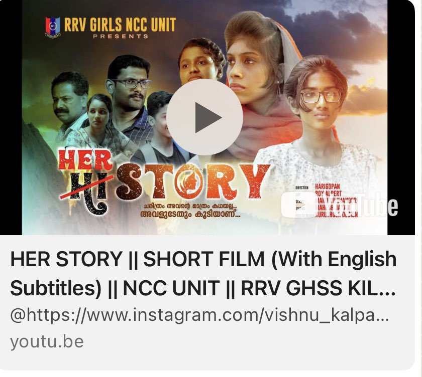NCC_KER_LAK_DTE's tweet photo. A short film by NCC Cdts of RRVGHS School Kilimanoor under 1 Ker Bn, Varkala on Women empowerment to overcome domestic violence &amp; Drug Menace on the occasion of *Women’s Day*.The film is produced by ANO of the institute Lt Vishnu K. 
https://t.co/Qlo9lpxsN1
*HER STORY https://t.co/rDITRc7cdb