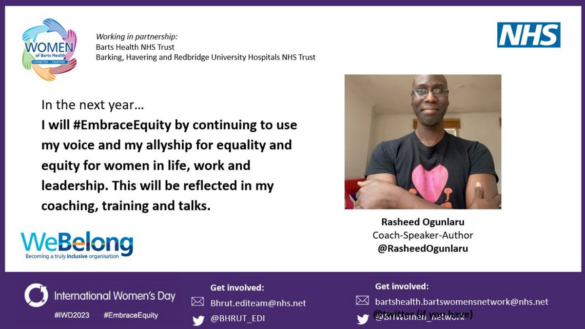 HAPPY INTERNATIONAL WOMEN'S DAY!! #InternationalWomensDay #IWD2023 #EmbraceEquity @NHSBartsHealth @BH_Include @RasheedOgunlaru