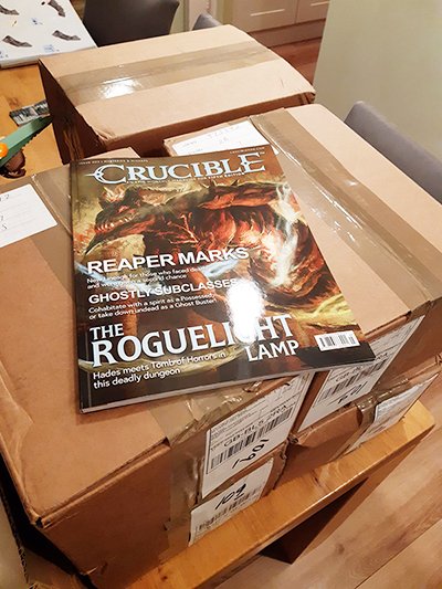 Crucible Magazine (@crucible_mag) on Twitter photo Always excited when our printed issues land with us, we might have pushed the boat out on a more premium quality, but it's well worth it!
Issue 003 will be posted out soon! If you ain't signed up for your copy then check out our shop and grab a discounted bundle!
#dnd5e #ttrpg Always excited when our printed issues land with us, we might have pushed the boat out on a more premium quality, but it's well worth it!
Issue 003 will be posted out soon! If you ain't signed up for your copy then check out our shop and grab a discounted bundle!
#dnd5e #ttrpg