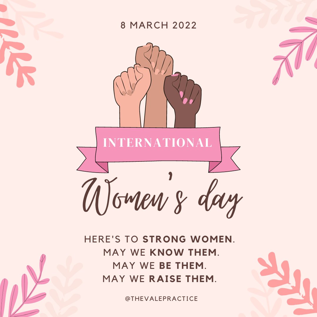 TheValePractice's tweet photo. Happy International Women's Day from the Vale!

#internationalwomensday #empowerment #motivation #motivationalquotes #women #female #healthcare #dulwich #holistichealth #motivationalquotsoftheday https://t.co/2PUORmg98m