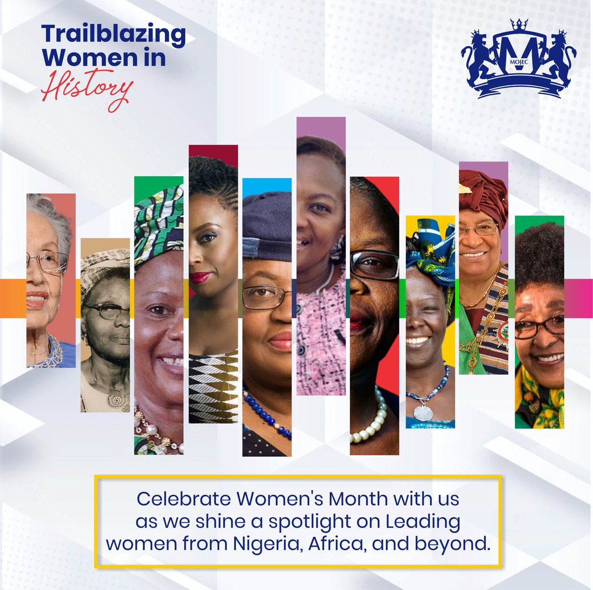 MojecIntlLtd's tweet photo. Our history as a Nation and Continent would be incomplete without these powerful trailblazers!
Celebrate women's month with us as we shine a spotlight on leading women from Nigeria, Africa, and beyond.
#IWD2023 #womensmonth #trailblazers #mojec #MojecInternationalLtd https://t.co/mBnhjocMox