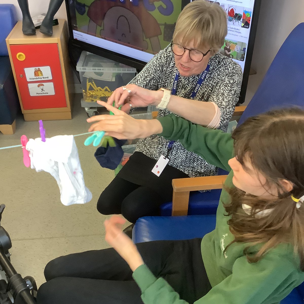 In RSE Doves and Kites have been sharing the book ‘Pants’ by Nick Sherratt, and watching the NSPCC video and song ‘Pantosaurus’. We have enjoyed matching games, pegging pants on a line and have learnt how to say ‘NO!’