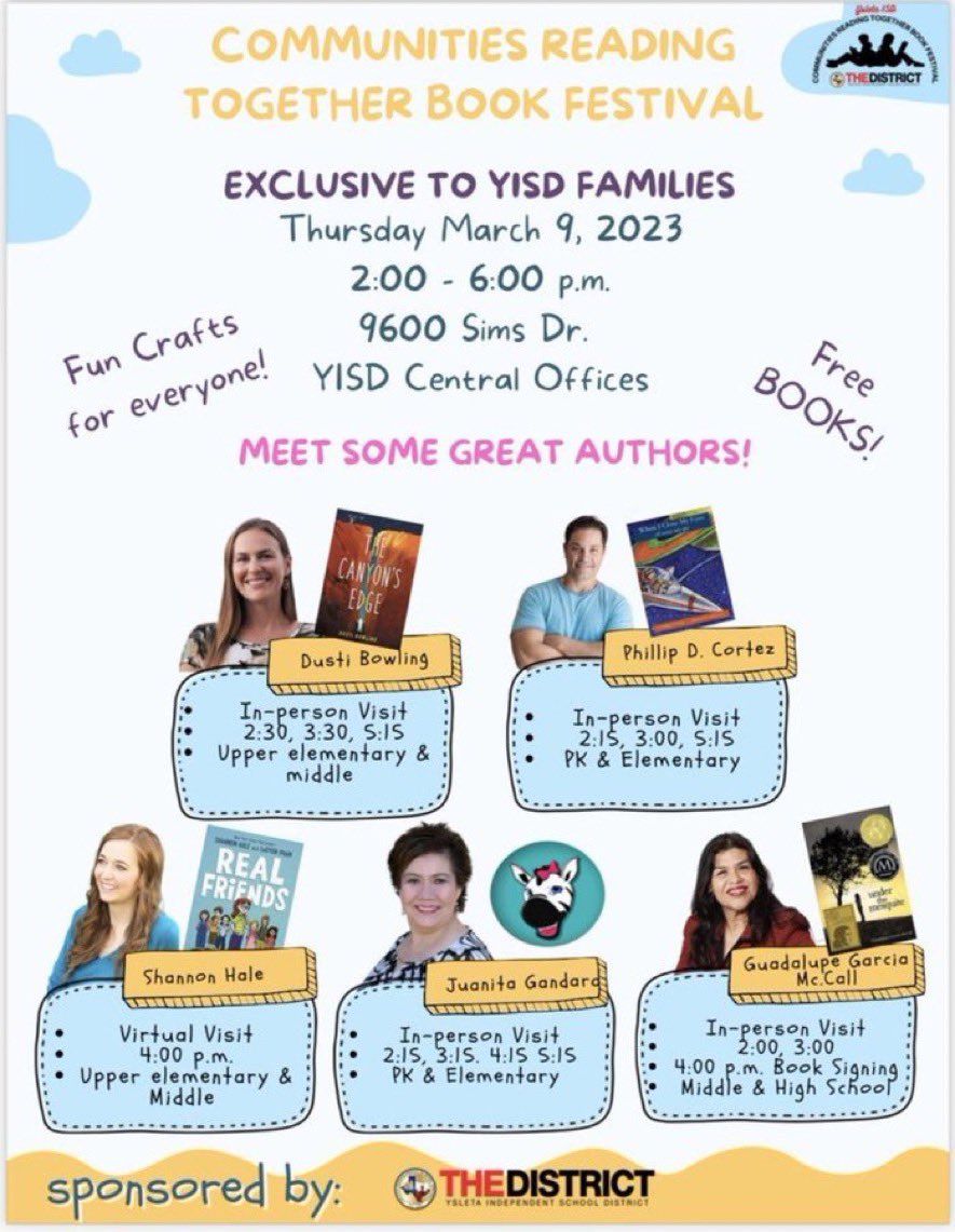 Rcastañeda_TDS Library 📚 (@tds_library) on Twitter photo Join us tomorrow for our Communities Reading Together Book Festival! <a href="/TierraDelSol_ES/">Monica Triplett</a> @Jones_YISD <a href="/YISDLibServices/">YISD Library Services</a> Join us tomorrow for our Communities Reading Together Book Festival! <a href="/TierraDelSol_ES/">Monica Triplett</a> @Jones_YISD <a href="/YISDLibServices/">YISD Library Services</a>