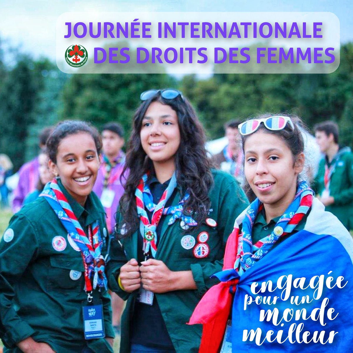 En ce 8 mars,  hommage à toutes celles qui œuvrent pour rendre réalisable le Vivre Ensemble en Paix.
<a href="/ScoutsMusulmans/">Scouts Musulmans FR</a>  œuvrent depuis leur création pour l'égalité Filles /Garçons. Belle journée internationale des droits des femmes.