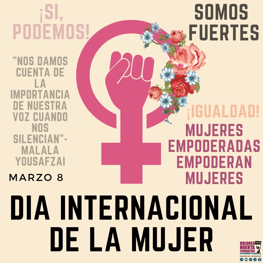 DoloresHuertaFD's tweet photo. Today and always - we raise our voices! 
#March8th #InternationalWomen’sDay #SiSePuede

¡Hoy y siempre - alzamos nuestras voces!
#Marzo8 #DiaInternacionalDeLaMujer #SiSePuede https://t.co/wRkfqWV873