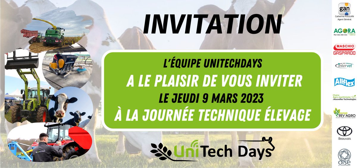Soufflet_Agri's tweet photo. ⏰ Demain c'est l'@UnitechD à #Beauvais

Le but de cette journée c'est:

👉 Permettre aux #professionnels du monde #agri et aux #étudiants d’échanger des connaissances en #élevage et en #agronomie

👉 Aborder des thématiques #innovantes et mettre en avant les pratiques #agricoles https://t.co/af6Q8GP5L2