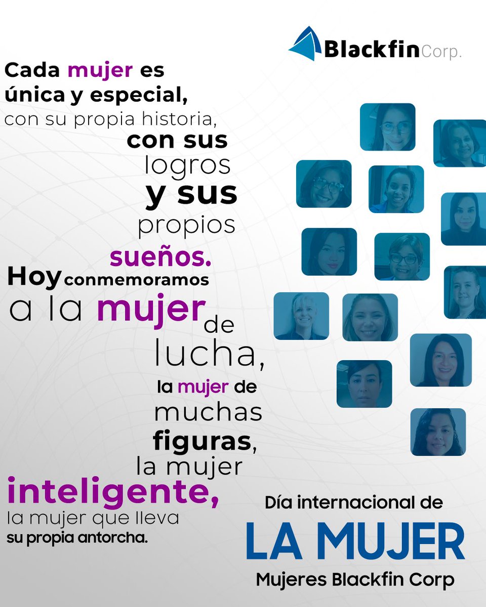 BlackfinCorp's tweet photo. 🔵 En este Día Internacional de la Mujer, 𝗵𝗼𝗻𝗿𝗮𝗺𝗼𝘀 𝗮 𝘁𝗼𝗱𝗮𝘀 𝗹𝗮𝘀 𝗺𝘂𝗷𝗲𝗿𝗲𝘀 𝗾𝘂𝗲 𝗵𝗮𝗰𝗲𝗻 𝘂𝗻𝗮 𝗱𝗶𝗳𝗲𝗿𝗲𝗻𝗰𝗶𝗮 𝗲𝗻 𝗲𝗹 𝗺𝘂𝗻𝗱𝗼, por su fuerza y entrega, por su pasión y su perseverancia. 

¡Son inspiración! 🌹🌹🌹

#diainternacionaldelamujer https://t.co/QyxtWmBGYn