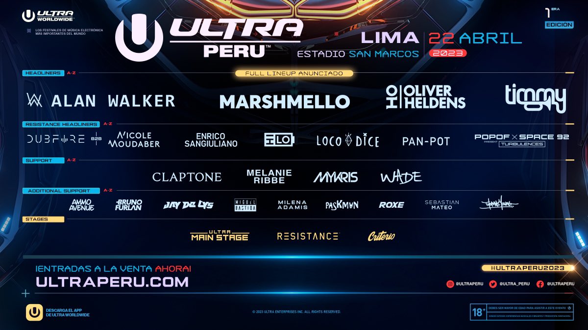 Ultra Perú on Twitter "Te presentamos el lineup completo de la primera