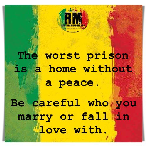 RastafariM's tweet photo. The worst prison is a home without a peace.  Be careful who you marry or fall in love with. https://t.co/bjySJJmpWX
