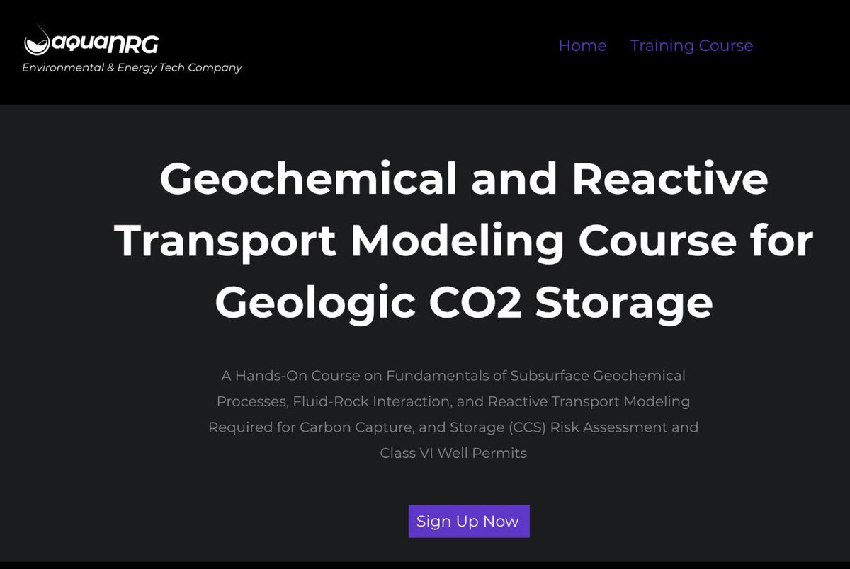 We are pleased to announce that #AquaNRG will host its first hybrid course on "#Geochemical and #ReactiveTransportModeling for Geologic #CO2Storage" in 2023 on April 7th. You can find further information about this course in the link below:
lnkd.in/gfgDx_Vt   #ccs #ccus