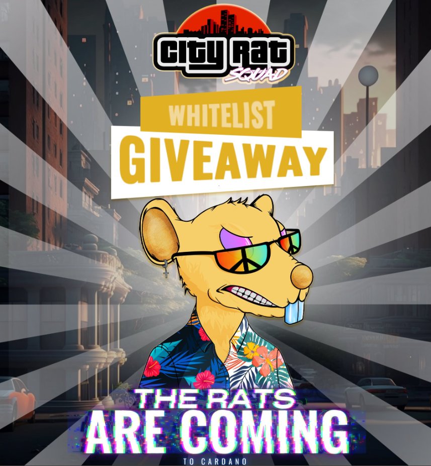 bullishpay_'s tweet photo. 🚨CNFT List X City Rat Squad 🚨

🏆 10 $ADA Giveaway
🏆 5 WL Spots

1️⃣ - ❤️ &amp; RT
2️⃣ - Follow @cityratsquad @CNFTList  turn on🔔
3️⃣ - Tag 3 friends

⏳72 H

#CNFTCommunity #CNFTProject #CNFT #CNFTdrop #CNFTGiveaway  #Cardano #NFT #NFTs #NFTCommunity #CNFTs https://t.co/w8L3zJwrBV