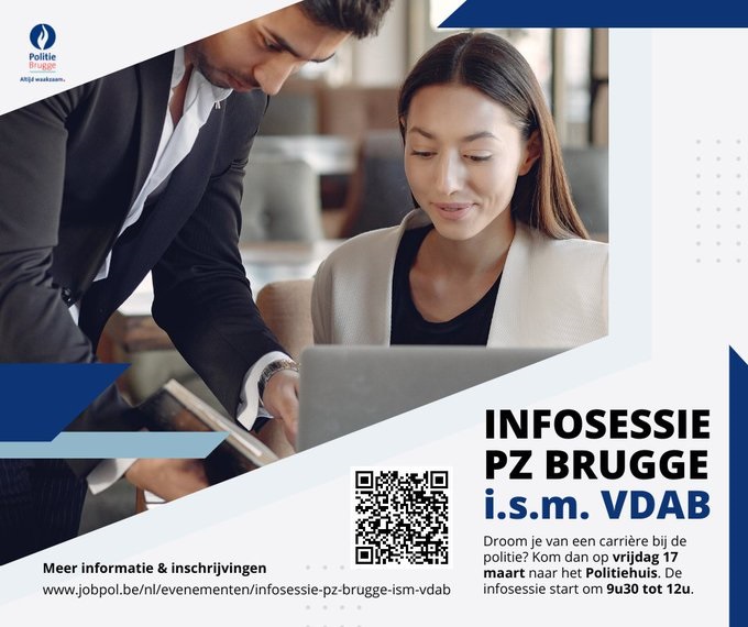 Op vrijdag 17 maart organiseren wij in samenwerking met de VDAB een infomoment voor wie interesse heeft in een job bij Politie Brugge. 

📍 Lodewijk Coiseaukaai 3, Brugge
📝 Inschrijven via jobpol.be/nl/evenementen…