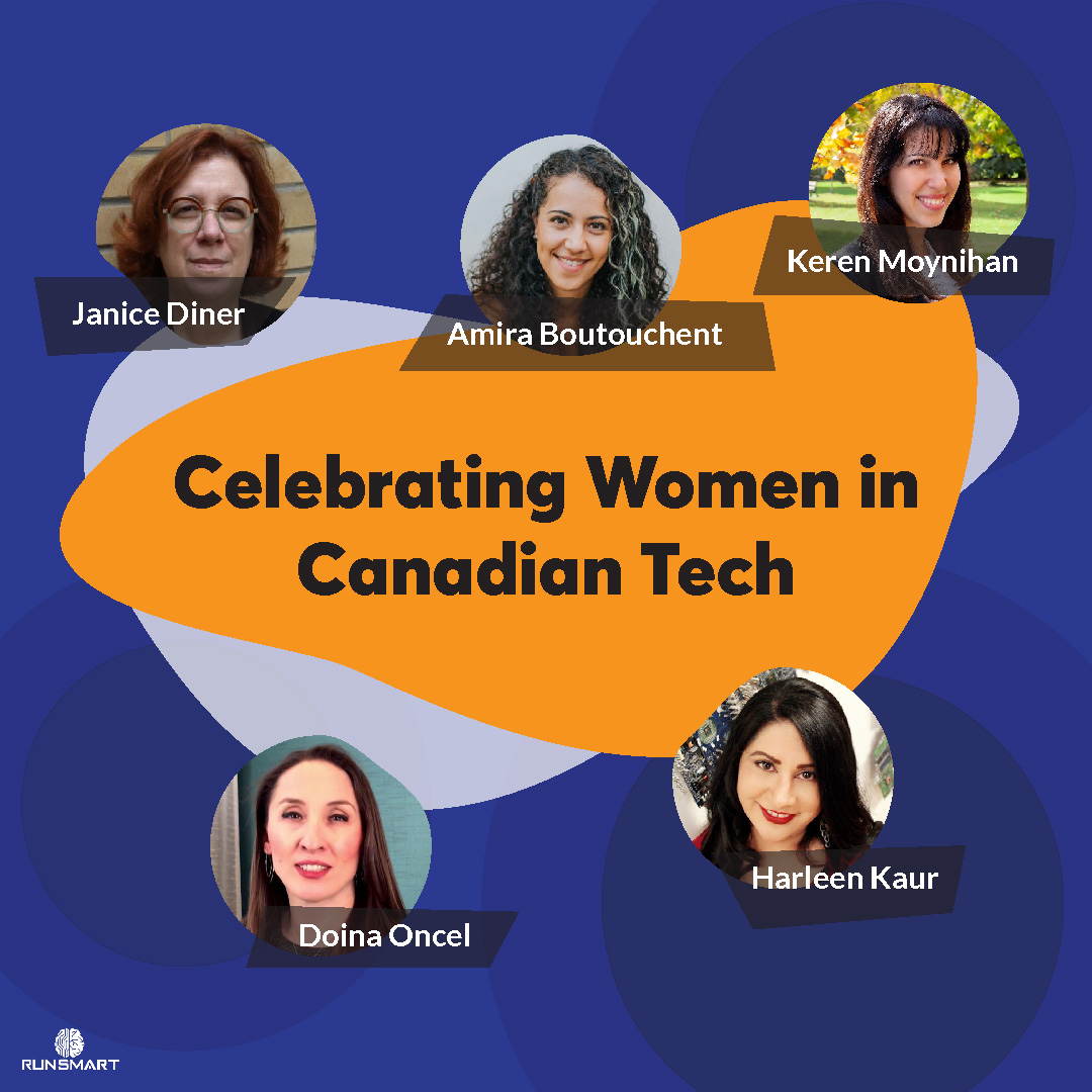 RunSmart_Inc's tweet image. On #InternationalWomensDay , we&apos;re celebrating the contributions and achievements of some amazing women in #Canadian  tech! 

@JaniceDiner, @amira_bridgr, @MoynihanKeren,  @DoinaOncel, Harleen K. Kaur of @Ground_app 

#WomenInTech  #IWD2023  #ChooseToChallenge