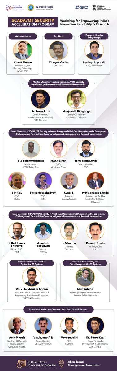 CoeNational's tweet photo. Presenting our amazing line-up of speakers for SCADA/OT Security Acceleration Program workshop on Empowering India's innovation capability &amp; Research! Explore SCADA/OT trends, use cases for indigenous development &amp; research intervention &amp; accelerate new product development (1/2) https://t.co/FpEj5F45ch