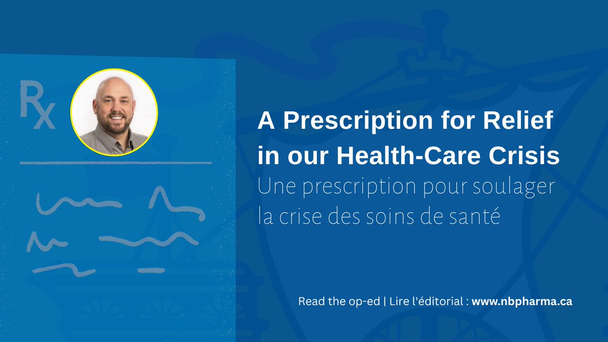 Une solution immédiate à la crise des soins de santé est disponible. Il est irresponsable de laisser des professionnels qualifiés de côté. Il est temps de reconnaître la contribution que la pharmacie peut apporter.
Président Drover prescrit : nbpharma.ca/nouvelles/84
#MRP2023