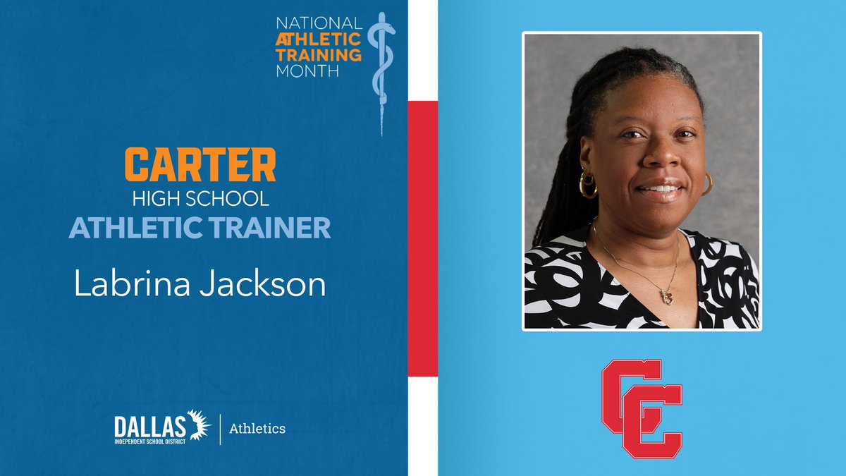 Today we recognize the athletic trainer at Carter HS. Great advocate for our student-athletes and profession. We thank you.
<a href="/dallasschools/">Dallas ISD</a> <a href="/dallassportsmed/">Dallas ISD Sports Medicine</a> #NATA2023 #AT4ALL  #PlayBIGDallas
