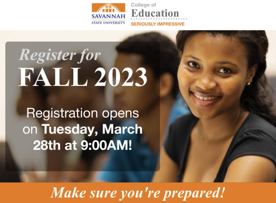 ATTN Students: 📚📝 Registration for Fall 2023 opens on March 28th at 9:00AM! Please make sure to meet with your faculty advisor and your professional advisor in order to get your classes and pins!