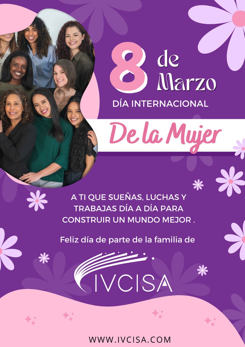 ivcisainc's tweet photo. A todas las mujeres que son madres, esposas, hermanas, amigas o colegas . A ustedes que son trabajadoras, empoderadas y decididas;  que son fuente insustituible de vida, apoyo, esperanza y calidez,  les deseamos  de parte de IVCISA un:

 ¡¡Feliz Día Internacional de la Mujer!! https://t.co/tFf6VYqLco