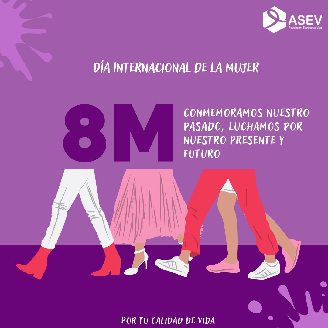 AsevOficial's tweet photo. Las queremos libres y respetadas💜8M💜💪 Día Internacional de la Mujer 👧👩👩‍🦱👩‍🦰👱‍♀️👩‍🦳👵
#Niunamenos #8M #PorTuCalidadDeVida #AsociaciónEsperanzaViva #VIHCR #marzo https://t.co/n7gHr63rD2