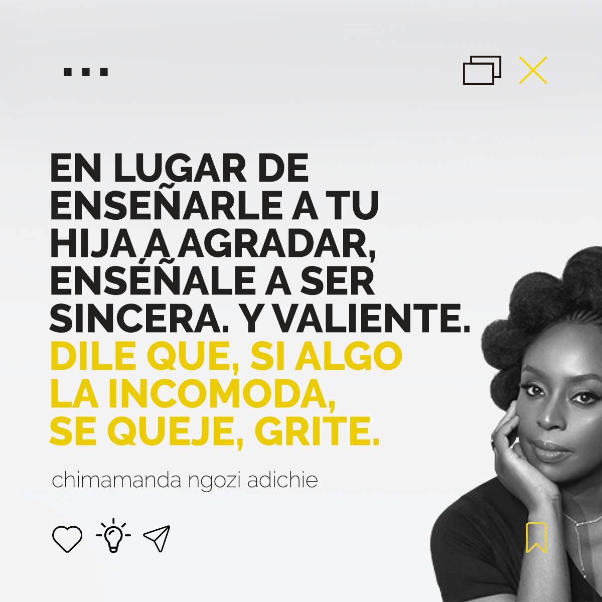 Boat_Research's tweet photo. Feliz Día de la Mujer ✊🏻 💛

#womanday #8M #diadelamujer #Chimamanda #chimamandangoziadichie  #research #inspiring #chimanda #marketresearch https://t.co/Y7qh98LUE9