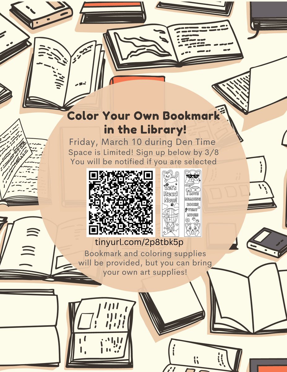 CCCHS students - sign up to color bookmarks in the library on Friday during Den Time! Sign up today, space is limited. #schoollibrary #booklove #librarylife #booknerd #cubsread #itsagreatday2bacub