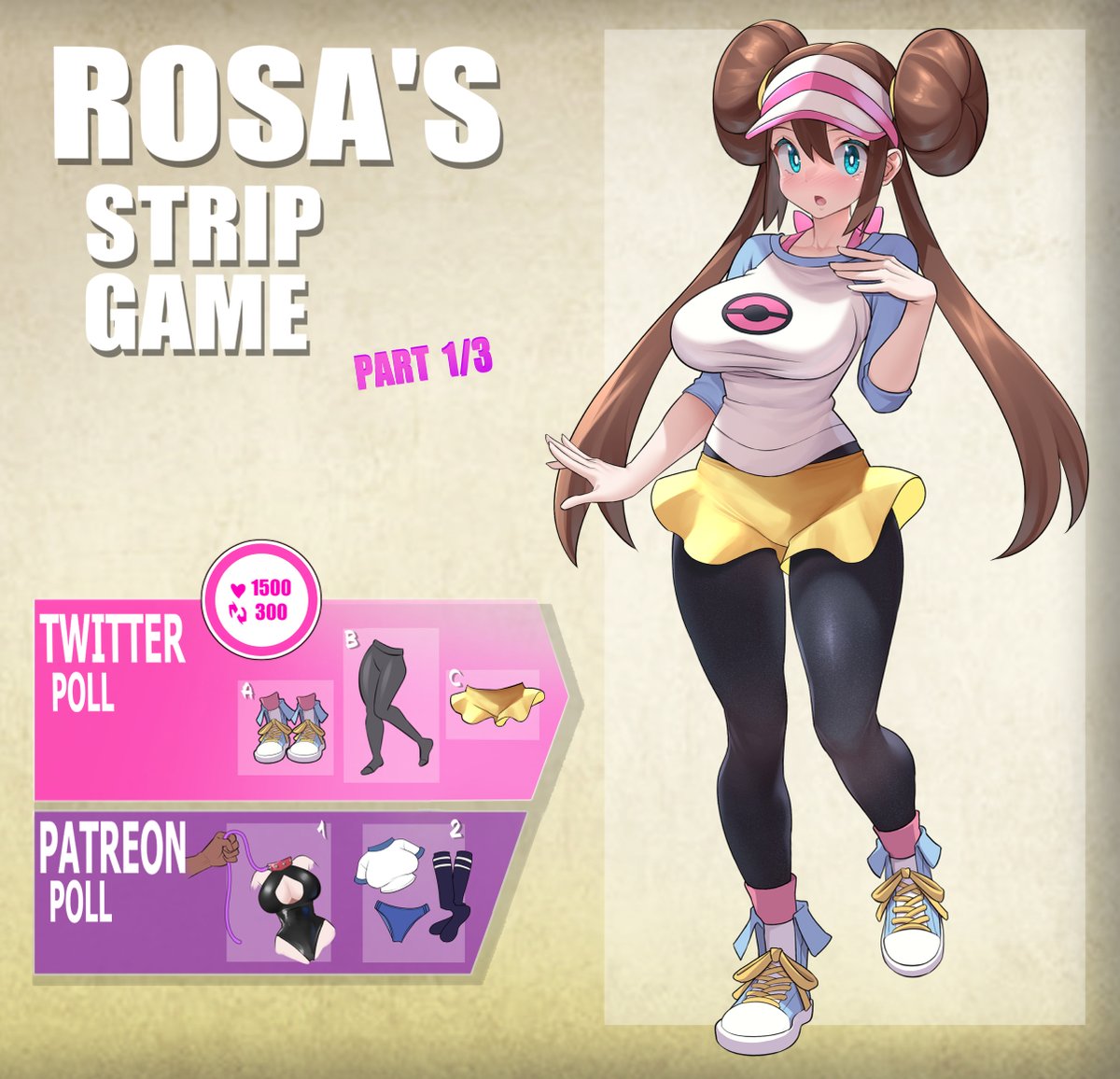 Achro_Art's tweet photo. Rosa's Strip Game (1/4)✨
2 polls this time 🫶
#stripgame #stripthecharacter #Pokemon #Rosa #ポケモン #メイ https://t.co/DRiHc26OmS
