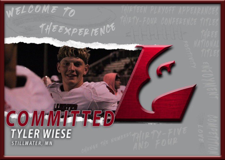 Tyler Wiese (@tylerwiese62) on Twitter photo After a great conversation with <a href="/AndrewMcGlenn/">Andrew McGlenn</a> am excited to announce my commitment to <a href="/UWLEagleFB/">UW-La Crosse Football</a>. I would like to thank my coaches, teammates, family, and <a href="/Ponies_Football/">Ponies Football</a>. After a great conversation with <a href="/AndrewMcGlenn/">Andrew McGlenn</a> am excited to announce my commitment to <a href="/UWLEagleFB/">UW-La Crosse Football</a>. I would like to thank my coaches, teammates, family, and <a href="/Ponies_Football/">Ponies Football</a>.