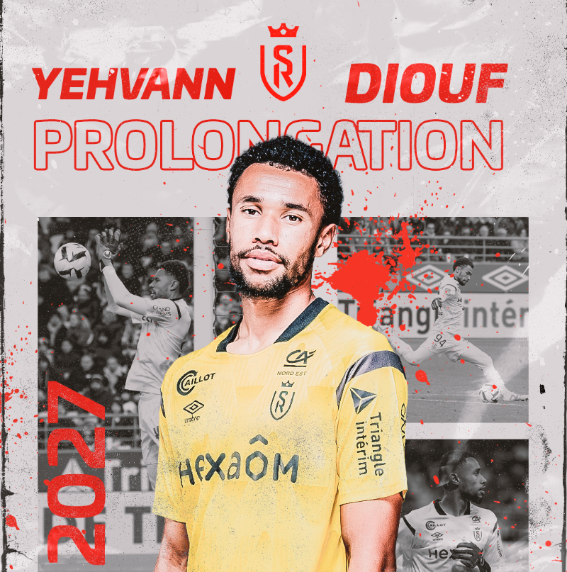 StadeDeReims's tweet photo. Devenu - à 23 ans seulement - indiscutable dans les cages stadistes, 𝐘𝐞𝐡𝐯𝐚𝐧𝐧 𝐃𝐢𝐨𝐮𝐟 prolonge l'aventure avec le Stade de Reims jusqu'en 2027 ! 🧱👊

Félicitations @yehvann 🔴⚪️