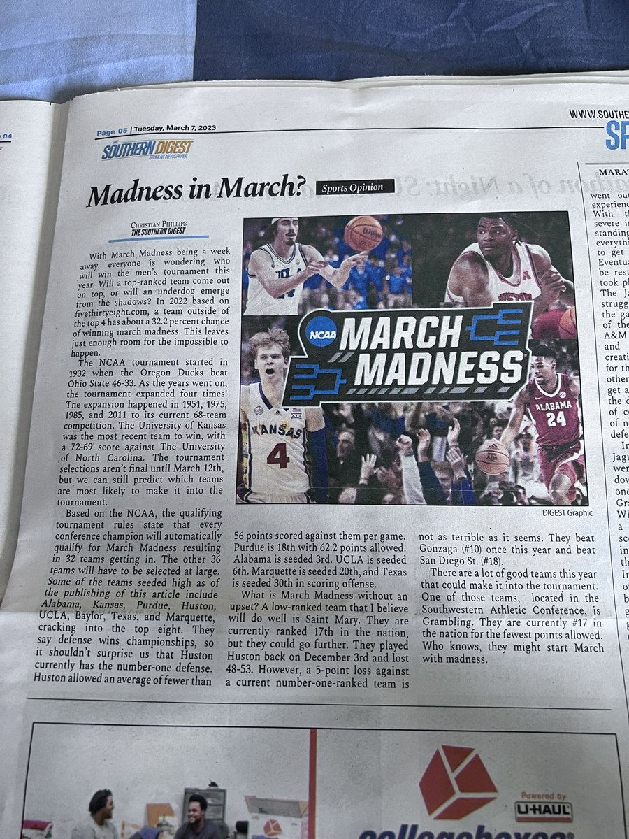 Christian_Phil2's tweet photo. Read my section in this week’s newspaper‼️ @SouthernUOSM https://t.co/ndtY5yZZ65