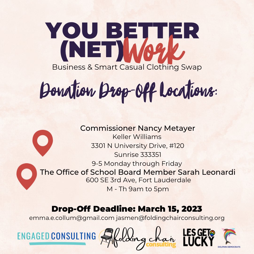 Community, clothing, and cocktails? You don’t have to ask us twice! See you on the 23rd in Oakland Park! RSVP today! eventbrite.com/e/you-better-n…
