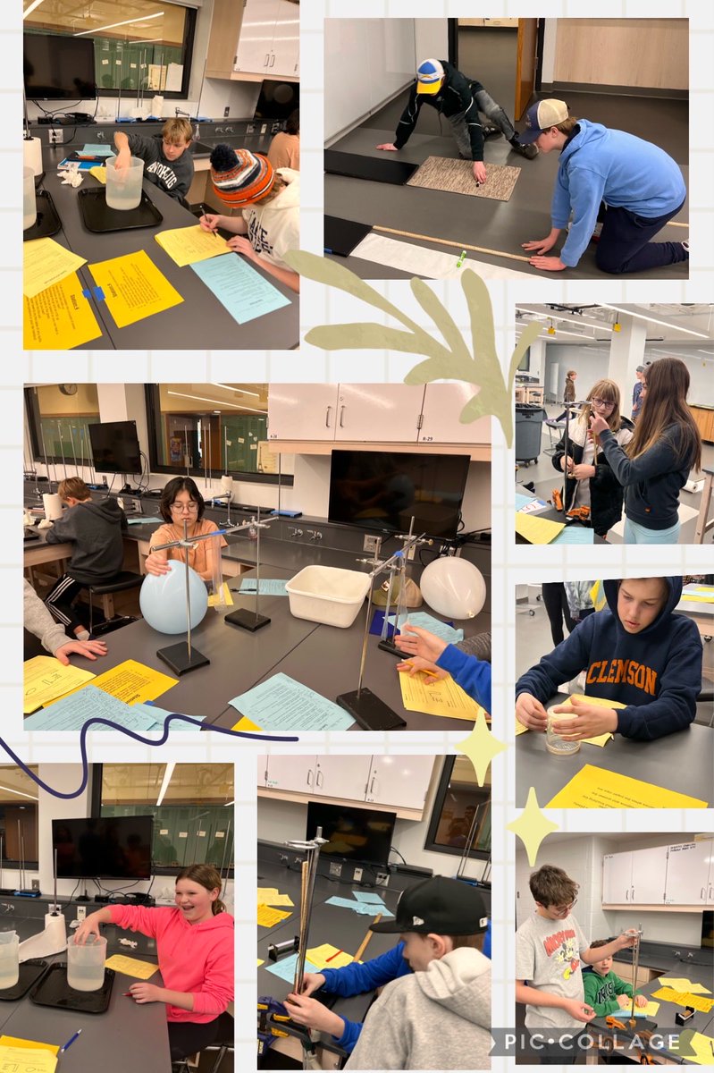 7th grade students learning about different types of forces and drawing force diagrams in this introductory lab #WeAreDeerPath #LFMoments