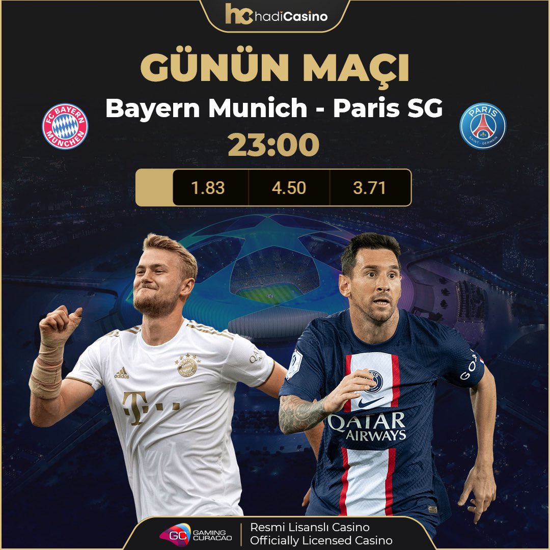 Bayern Münih 🆚 PSG

Şampiyonlar Ligine HadiCasino’da gir yüksek oranlarla kazanan sen ol ! 🖤

5️⃣0️⃣ ₺ Deneme Bonusu 🎁
Adres: bit.ly/hadikazanmaya