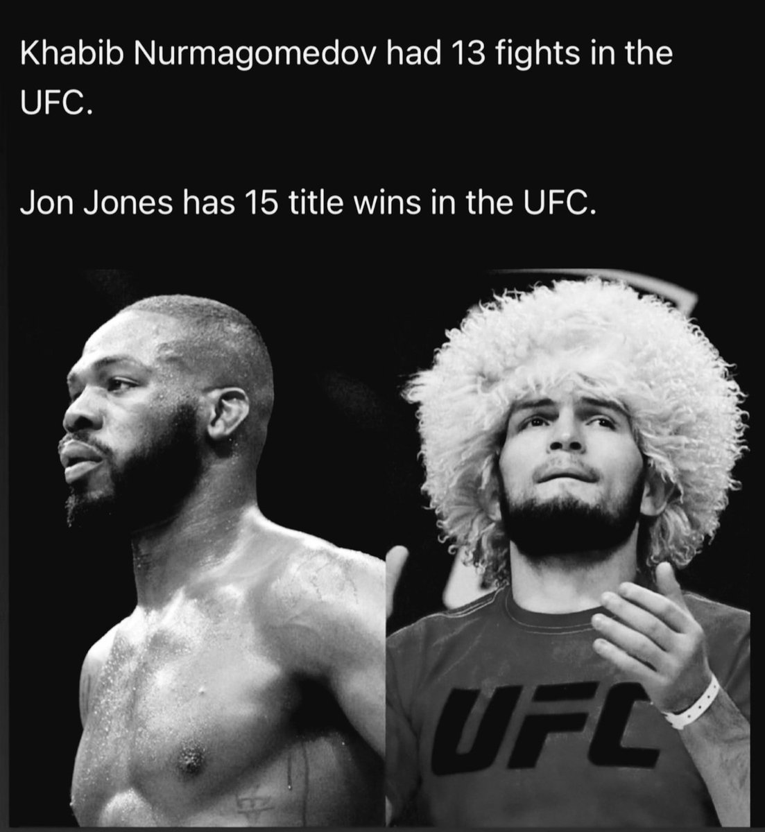 The_Fight_Card's tweet photo. There are GOATs (all time! Ever!) And then there are "Best Right NOW".  

Huge difference.
#GOAT #ufcgoat #JonJones #khabib #ufc #UFC #MMA #GreatestOfAllTime #ufc286 #ufclondon #ufcfightnight #fightnightvegas71 #ufcvegas71 #tuf #tu31 https://t.co/hsTn6ytXyF