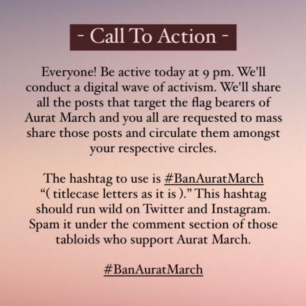 NadiaJabeen21's tweet photo. Call to Action !!!
Join us today at 9pm sharp !!!
#BanAuratMarch #banauratmarch #8thMarch #girlpower #WomenPower #Feminism #GenderEquality #RealWomenPower #AuratMarchWith_JIWomen #AuratMarchISB #Islamabad
#InternationalWomensDay #WomensDay2023 https://t.co/tzMa4kJ5zQ